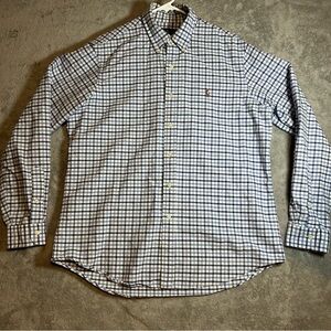 Ralph Lauren Blue and White Checkered Button Down Shirt